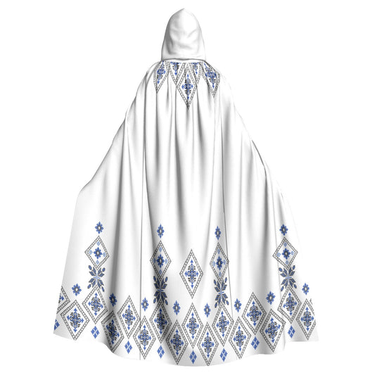 Blue Traditional Romanian Unisex Hooded Cloak | Microfiber