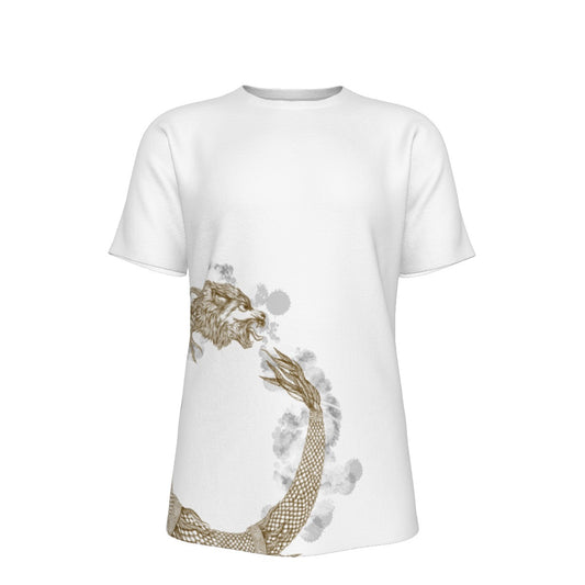 Brown Ouroboros Dacic Wolf on White Men's O-Neck T-Shirt