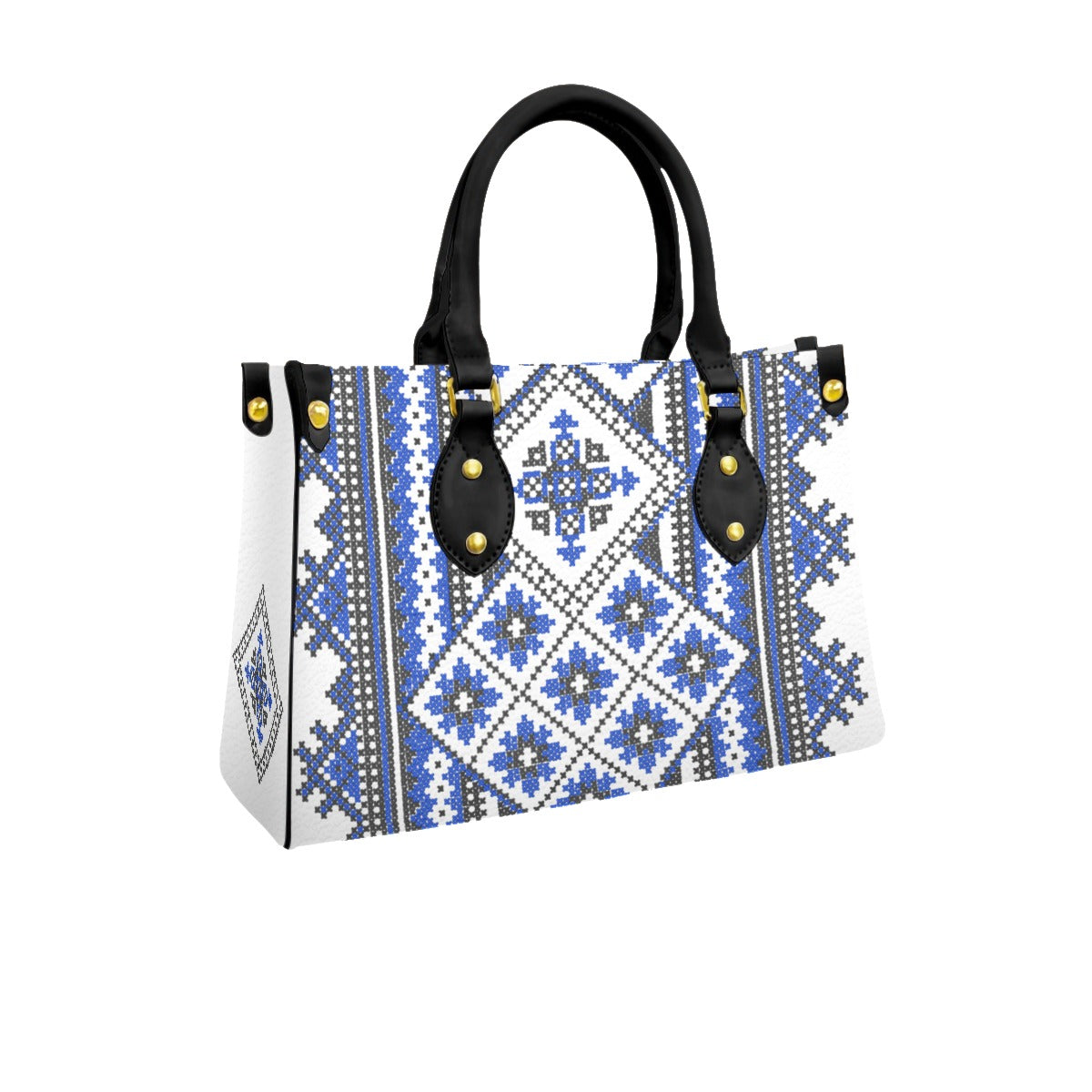 Traditional Romanian Women's Tote Bag With Black Handle