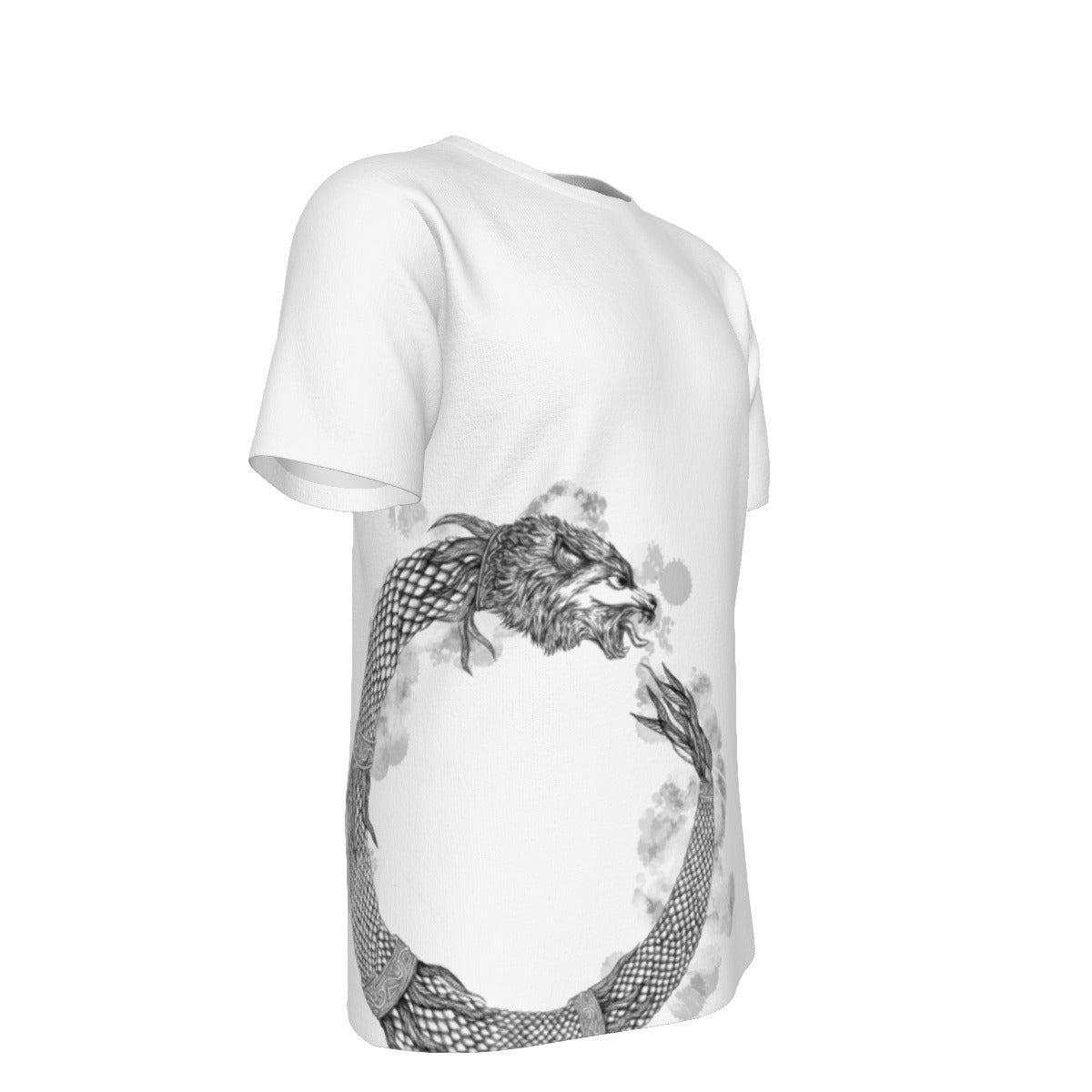 Dacic Wolf Ouroboros on White Men's O-Neck T-Shirt