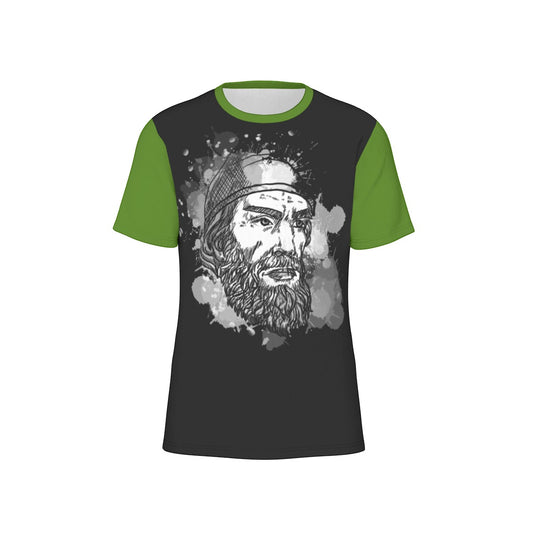 Decebal theme on Black and Green Sleeves Men's O-Neck T-Shirt | 190GSM Cotton