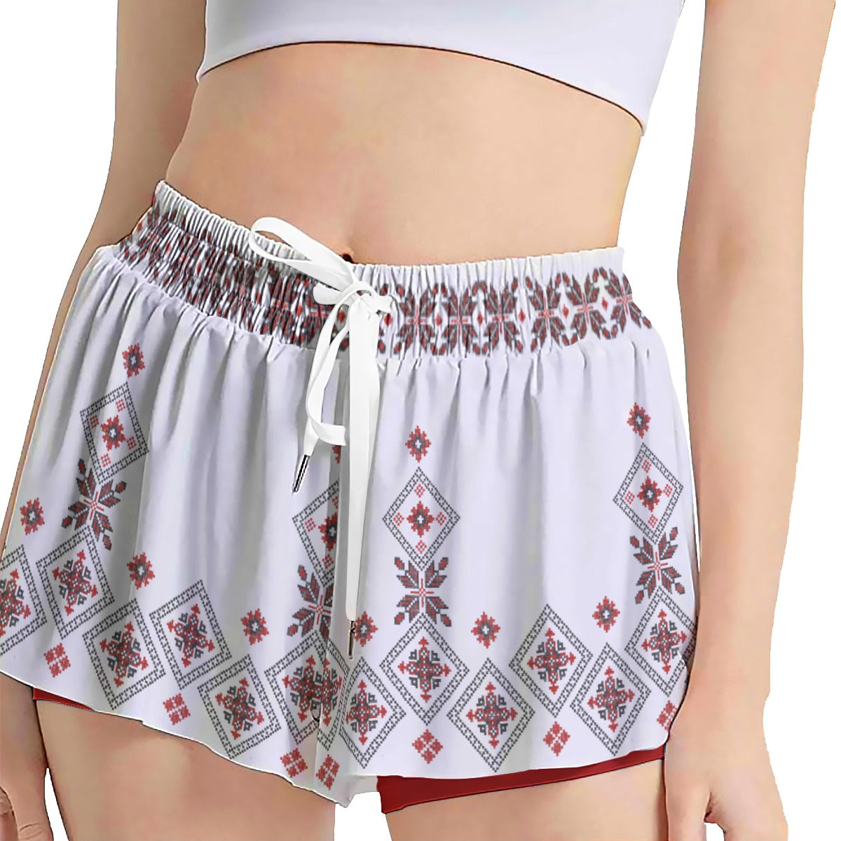 Red Romanian  Women's Sport Skorts With Pocket