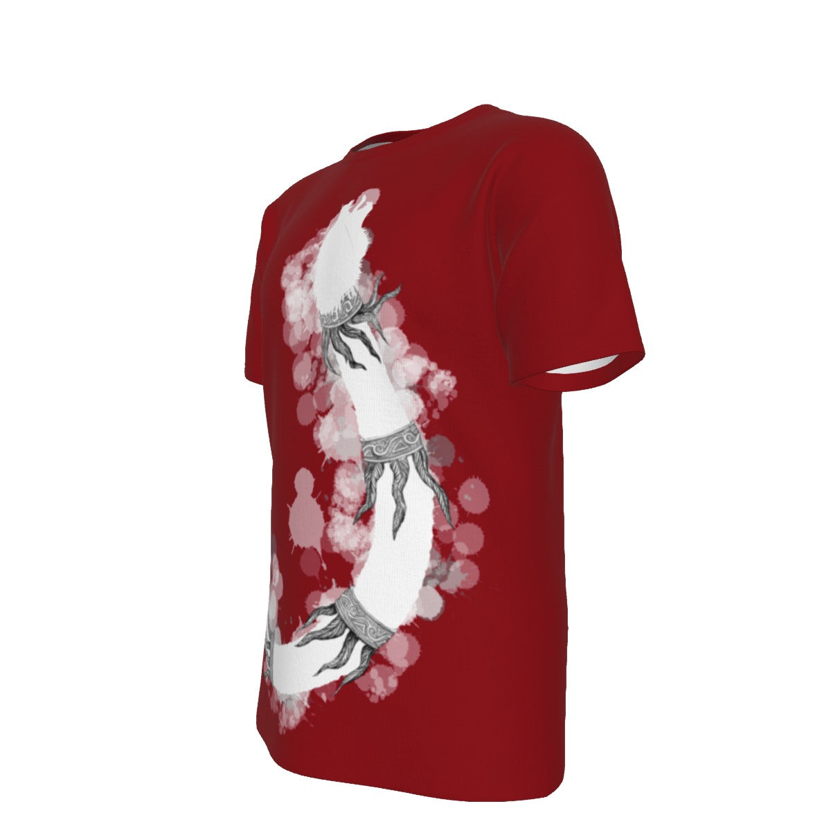 Simplified Dacic Wolf On Red Print Men's O-Neck T-Shirt